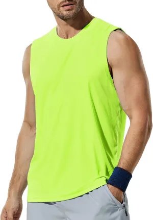 Haimont Men's Workout Tank Top Dry Fit UPF 50 Sleeveless Muscle Tee Shirts for Swim, Running, Hiking, Beach