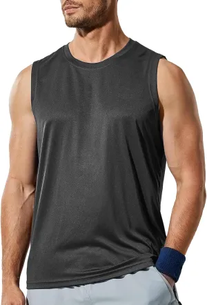 Haimont Men's Workout Tank Top Dry Fit UPF 50 Sleeveless Muscle Tee Shirts for Swim, Running, Hiking, Beach