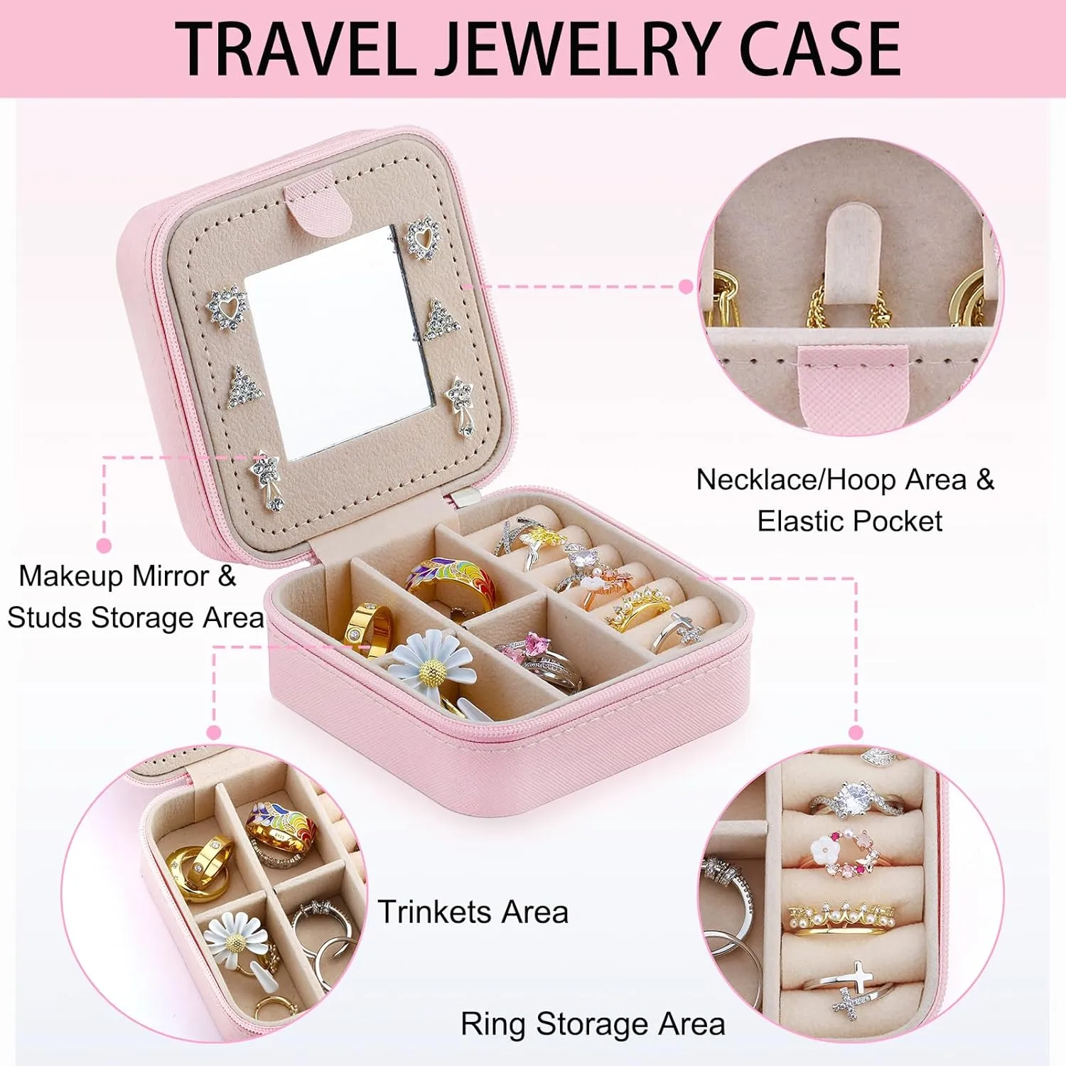 Haoze Birthday gifts Small Travel Jewelry Case Organizer Jewelry Box, Mini Travel Jewelry Box Birthday Gifts for Niece Daughter Granddaughter Gifts Trendy Stuff(Happy Birthday)