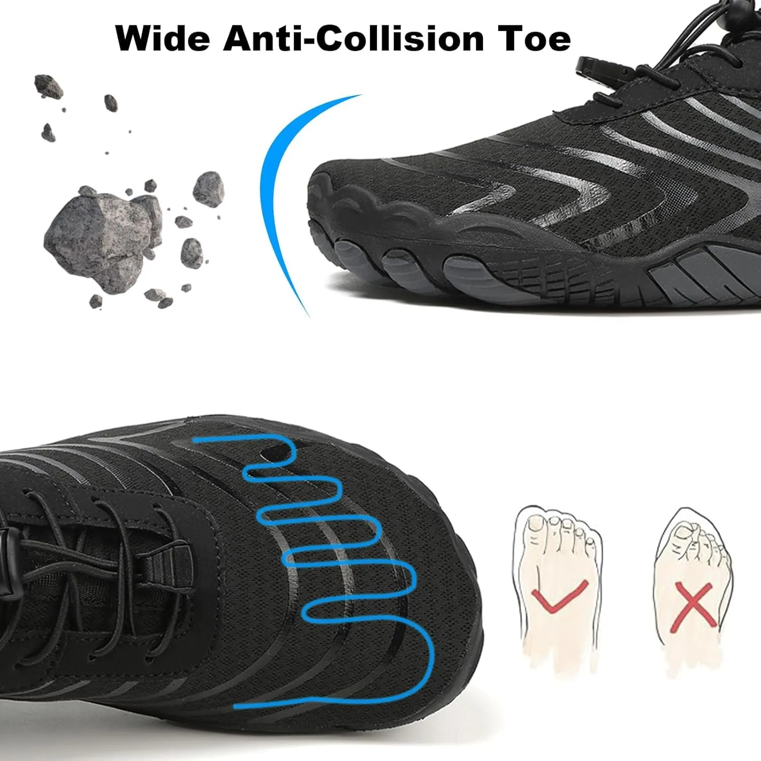 Hike Barefoot Shoes Womens Mens Pro Water Wide Toe Box Non-Slip Breathable Footwear Healthy Unisex Athletic Hiking Neuropathy Grounded Comfort Wear Quick Drying Swim Beach Aqua Sport Diving