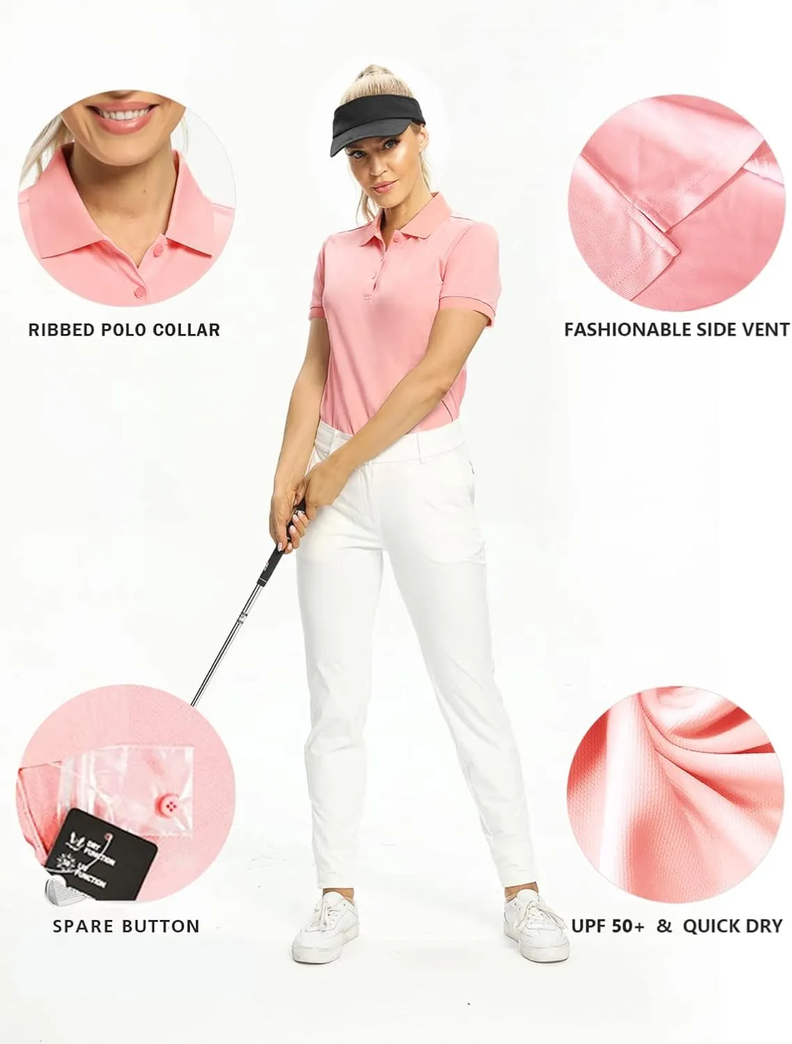 Hiverlay Women's Golf Polo T Shirts Lightweight Moisture Wicking Sleeveless Tank Tops Shirt Quick Dry UPF 50 