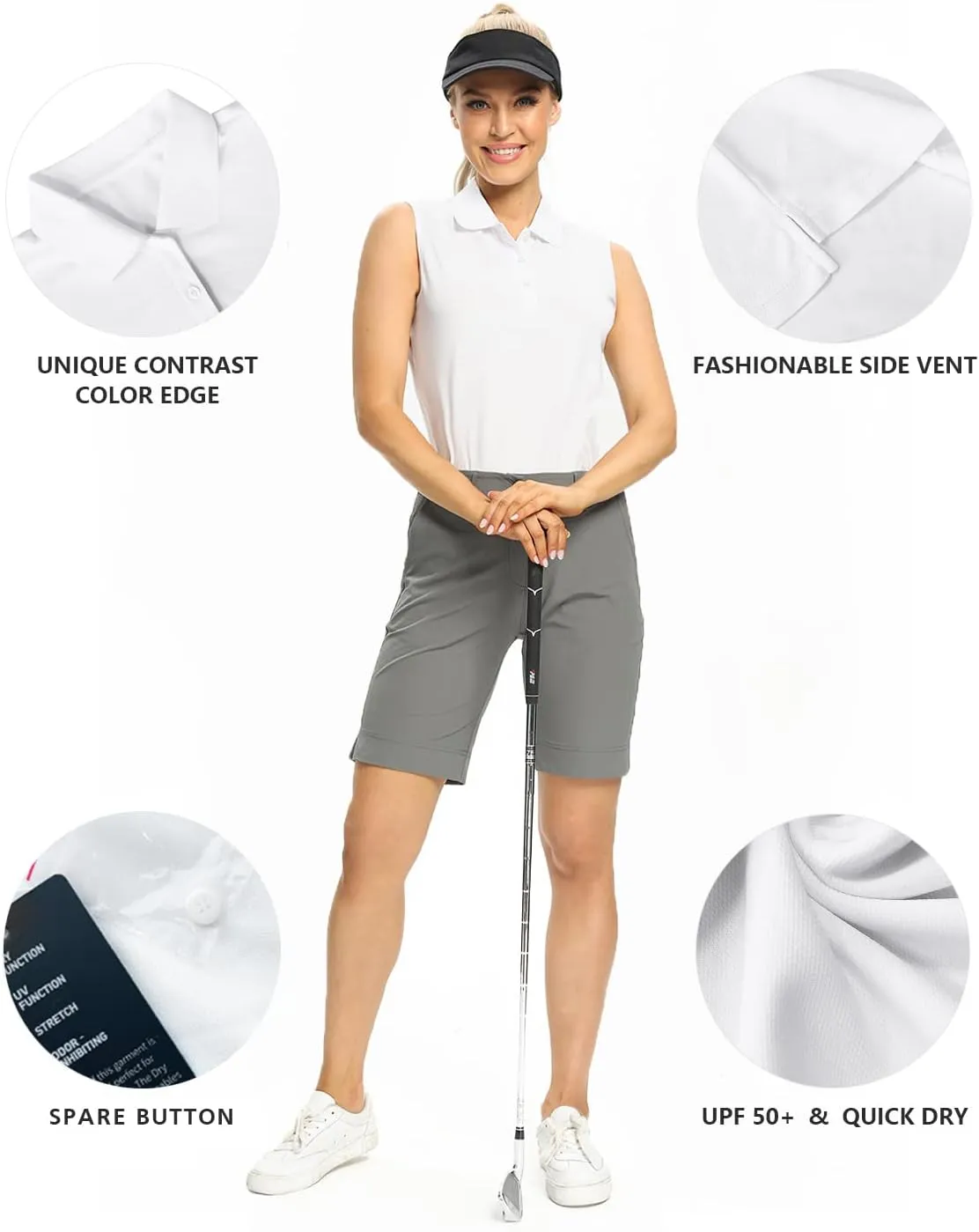 Hiverlay Women's Golf Polo T Shirts Lightweight Moisture Wicking Sleeveless Tank Tops Shirt Quick Dry UPF 50 
