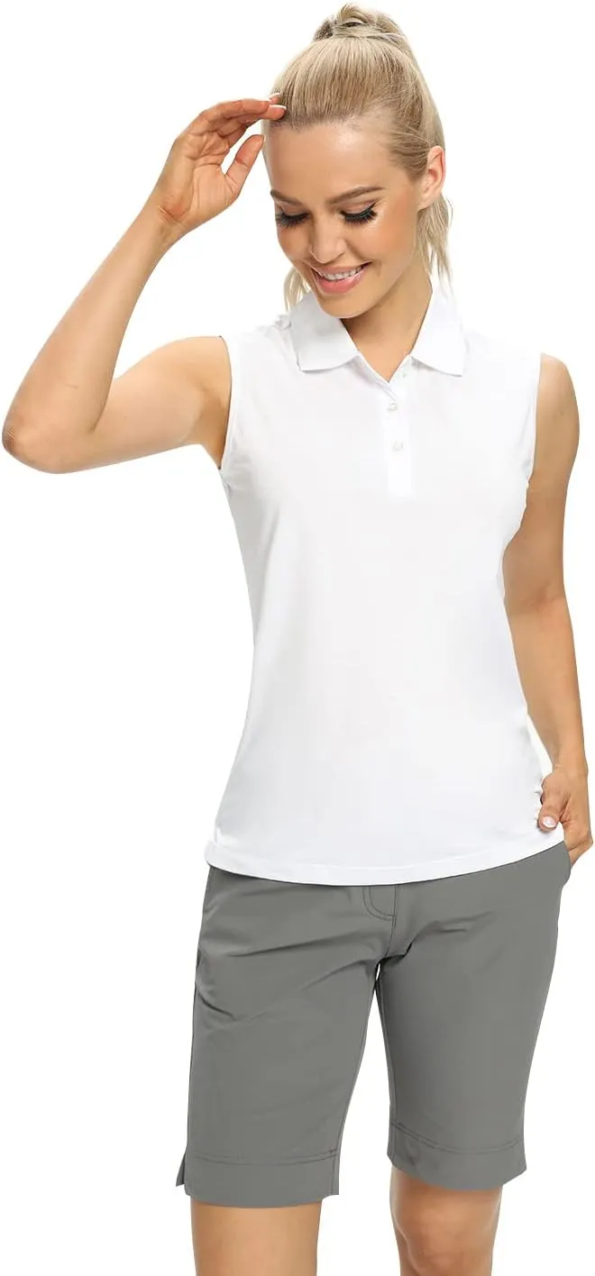 Hiverlay Women's Golf Polo T Shirts Lightweight Moisture Wicking Sleeveless Tank Tops Shirt Quick Dry UPF 50 