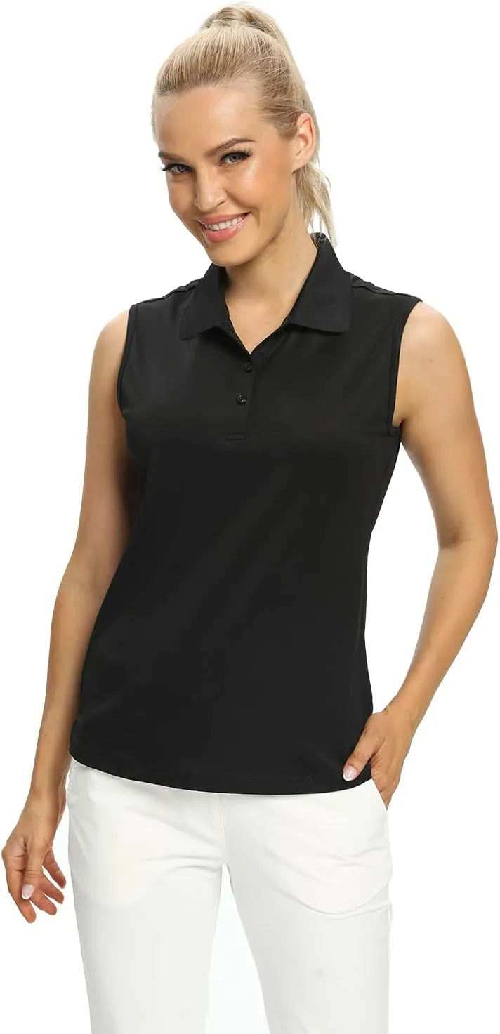 Hiverlay Women's Golf Polo T Shirts Lightweight Moisture Wicking Sleeveless Tank Tops Shirt Quick Dry UPF 50 