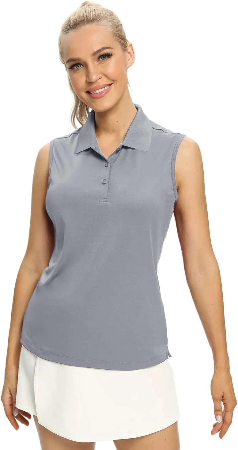Hiverlay Women's Golf Polo T Shirts Lightweight Moisture Wicking Sleeveless Tank Tops Shirt Quick Dry UPF 50 