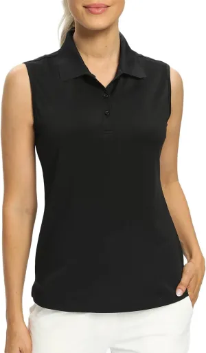 Hiverlay Women's Golf Polo T Shirts Lightweight Moisture Wicking Sleeveless Tank Tops Shirt Quick Dry UPF 50 