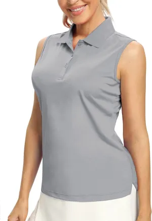Hiverlay Women's Golf Polo T Shirts Lightweight Moisture Wicking Sleeveless Tank Tops Shirt Quick Dry UPF 50 