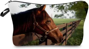 Horse Makeup Bag Cute Small Organizer Bag Travel Toiletry Zipper Pouch Horse Cosmetic Bag Birthday Christmas Gift for Horse Lovers Women Friends Sisters