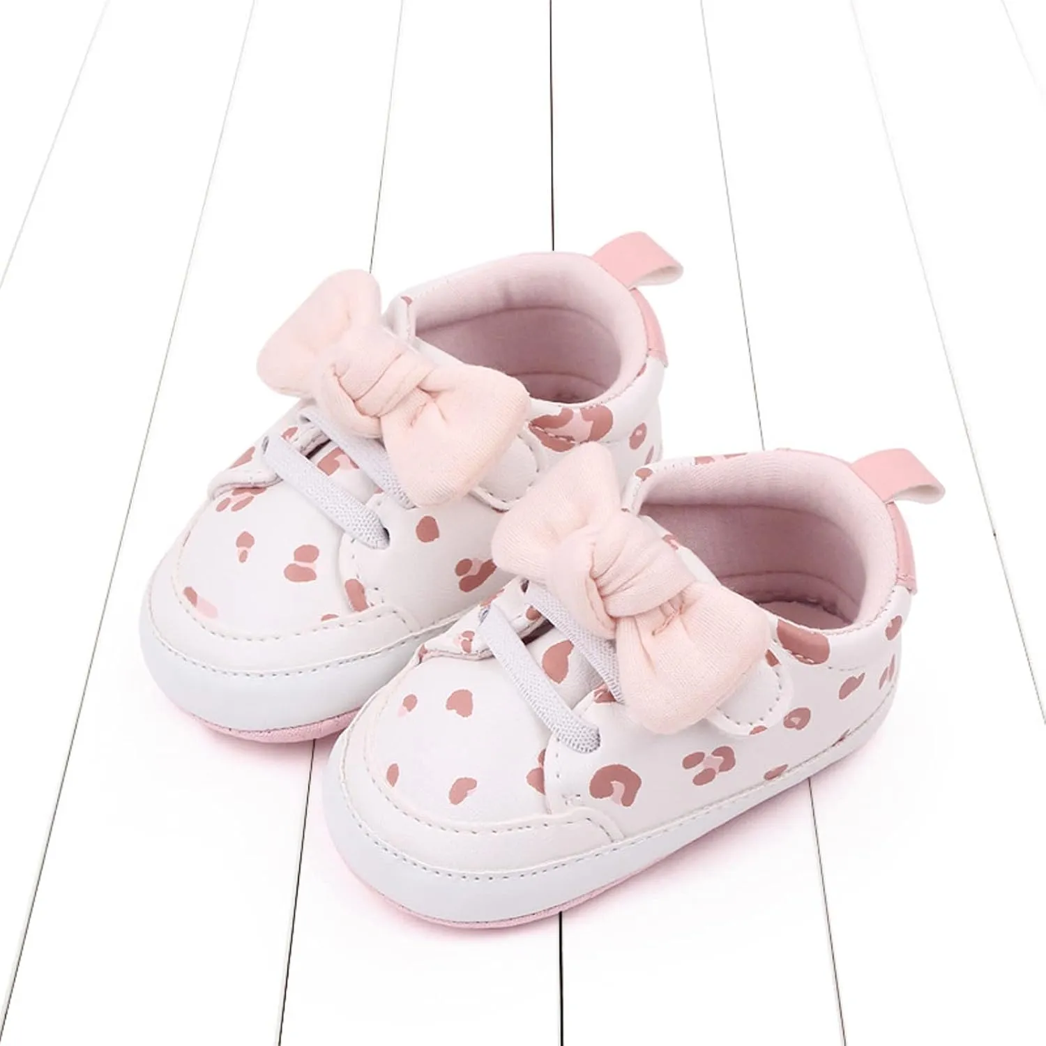 Infant Baby Girls Cute Bow Sneakers Newborn Flat Bottom Walking Shoes Lightweight Soft Warm Casual Sport Shoes