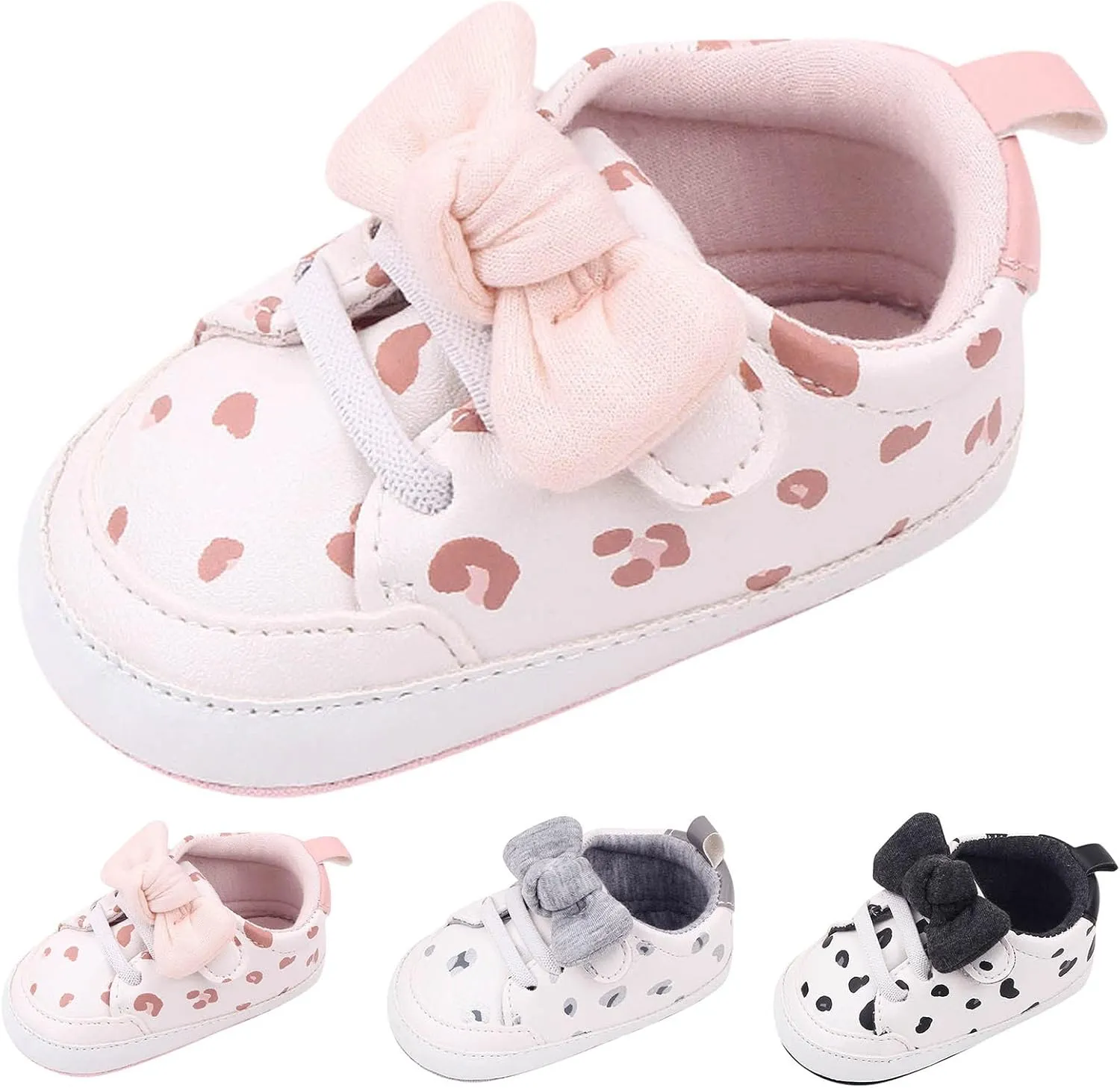 Infant Baby Girls Cute Bow Sneakers Newborn Flat Bottom Walking Shoes Lightweight Soft Warm Casual Sport Shoes