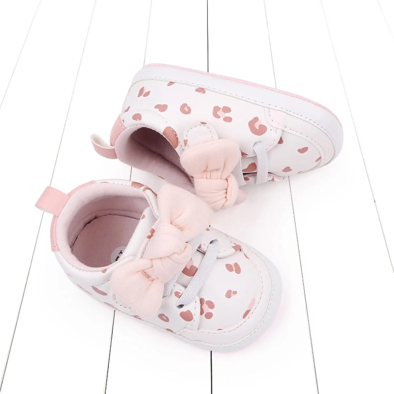 Infant Baby Girls Cute Bow Sneakers Newborn Flat Bottom Walking Shoes Lightweight Soft Warm Casual Sport Shoes