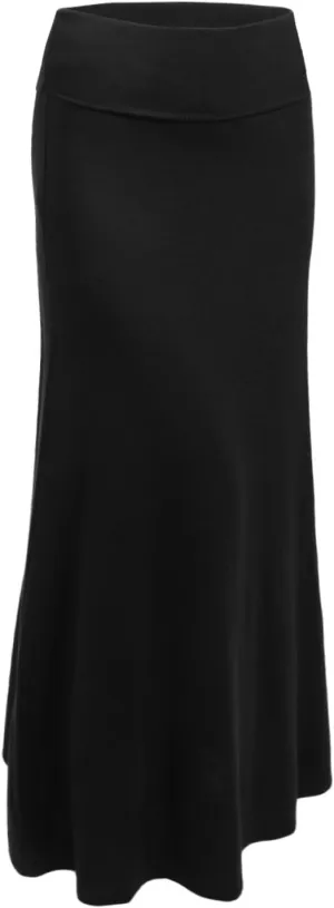 J. LOVNY Womens Premium Basic Simple Foldover Jersey Maxi Skirt