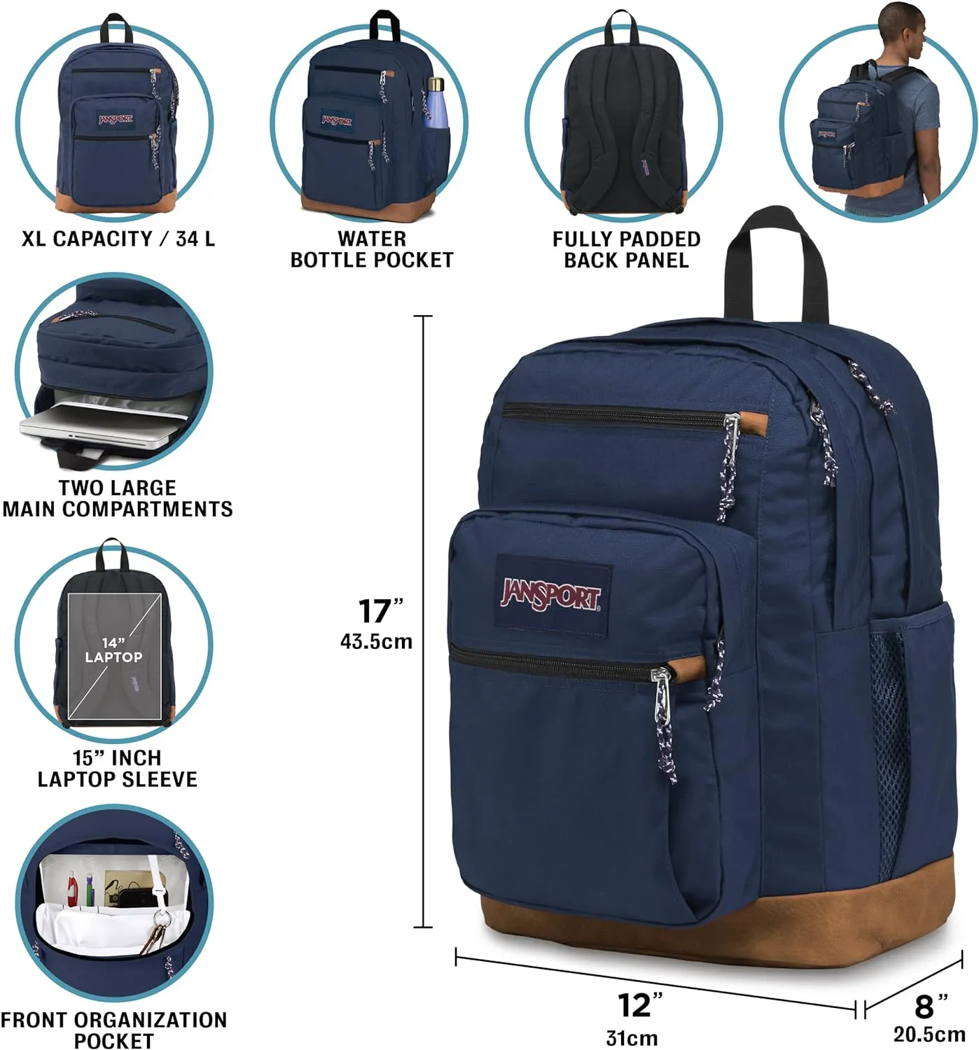 Jansport JS0A2SDD7S1 Cool Student Laptop Backpack Coconut 15 inches