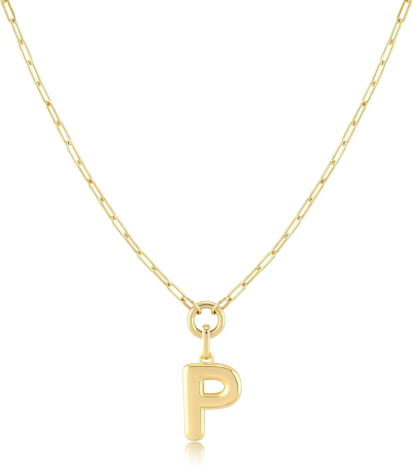 Jewelry Atelier Gold-Filled Initial Necklace for Women  Layered Initial Necklace with A-Z Pendant  14k Gold-Filled Paperclip Chain Cute Layered Gold Choker  Gold Jewelry for Women