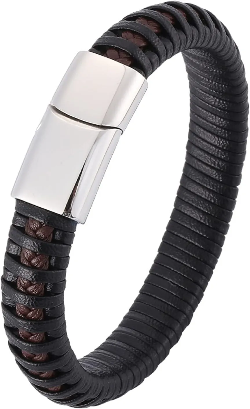 Jewelry Bracelets, Bracelet Stainless Basket Weave Simple Style Braided Birthday Trendy Jewelry Gifts for Men