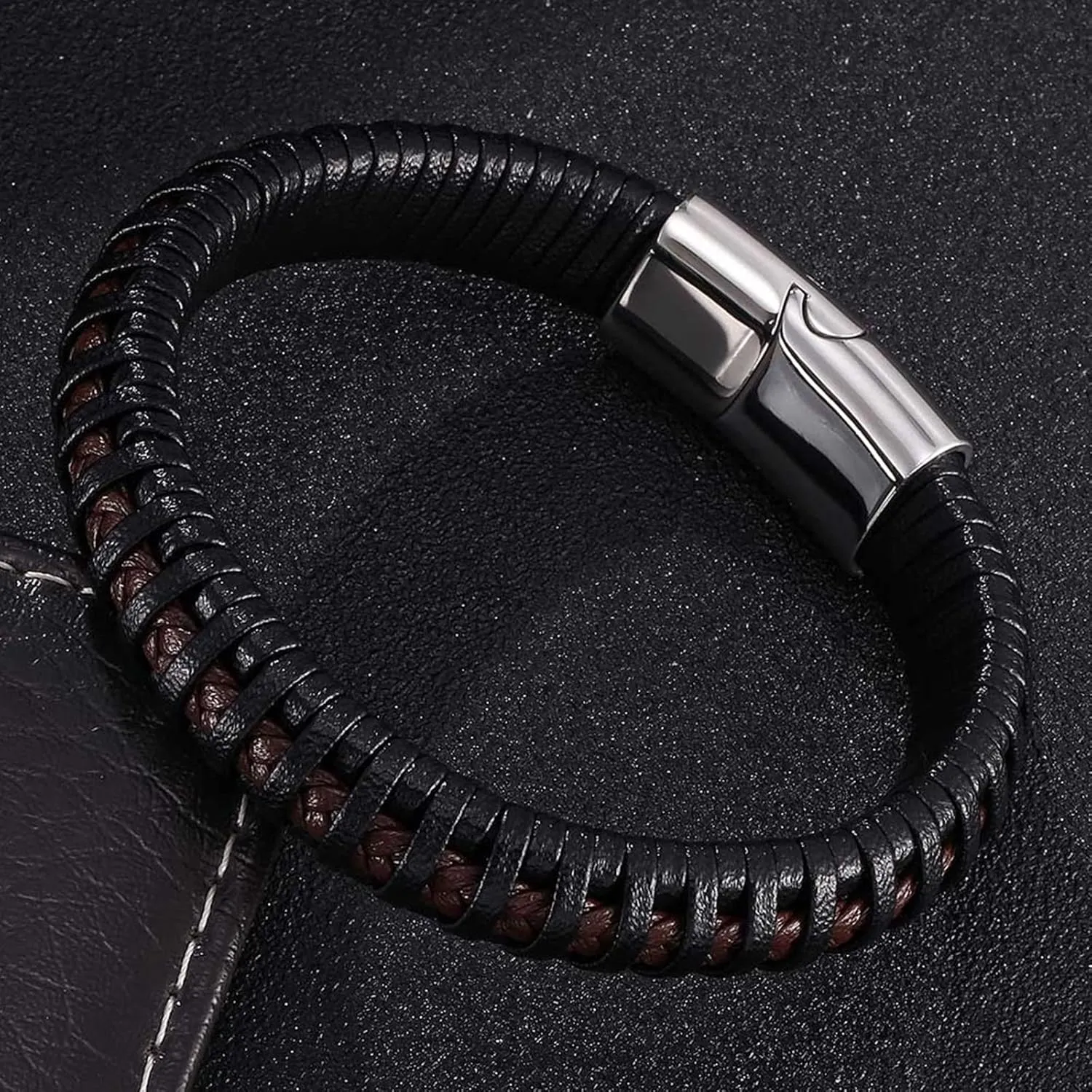 Jewelry Bracelets, Bracelet Stainless Basket Weave Simple Style Braided Birthday Trendy Jewelry Gifts for Men