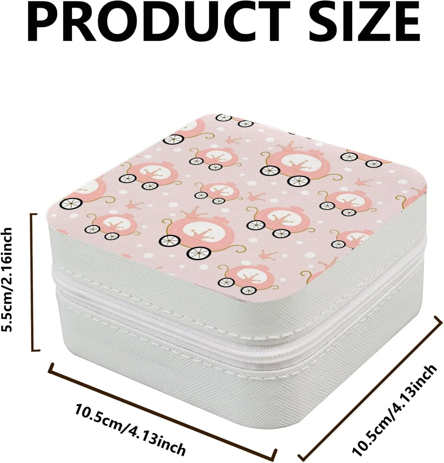 Jewelry Case Organizer Jewelry Box with mirror Princess Pink Carriage Summer Portable Travel Essentials Small Jewelry Ring Earring Case Gift for Girls Women PU Leather