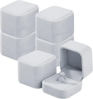 Jewelry Gift Boxes Necklace Earring Ring Box Gift Box,6 Pack Velvet Jewelry Box Ring Gift Box Set, Single Ring Box Cases Jewelry Gift Boxes,Cotton Filled Jewelry Boxes,2.16 x 1.7 x 1.96 Inches (Gray)