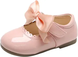 Kids Toddler Girls Leather Shoes Sandals Knot Princess Baby Shoes Round Toe Bow Soft Bottom Wedding Dress Flat Shoes