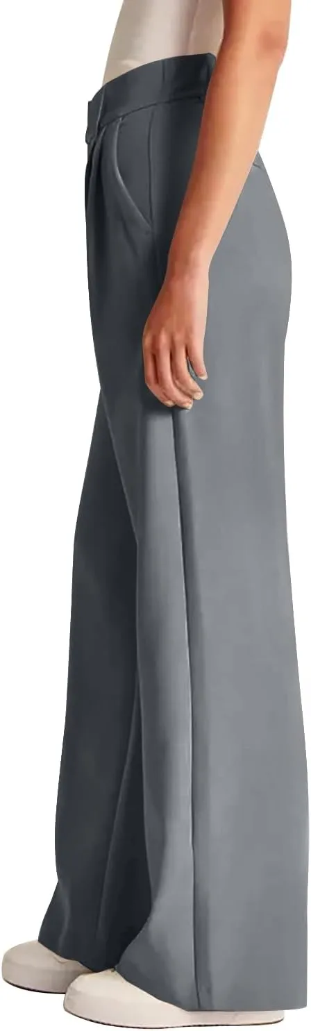 KUNMI Women's Wide Leg Pants Work Business Casual Loose High Waisted Dress Palazzo Flowy Trousers