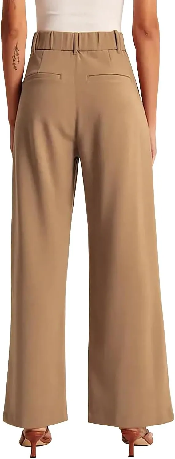 KUNMI Women's Wide Leg Pants Work Business Casual Loose High Waisted Dress Palazzo Flowy Trousers