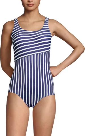 Lands' End Women's Chlorine Resistant Soft Cup Tugless Sporty One Piece Swimsuit