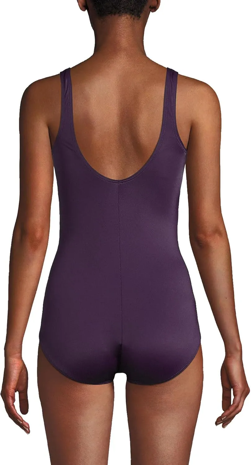 Lands' End Women's Chlorine Resistant Soft Cup Tugless Sporty One Piece Swimsuit