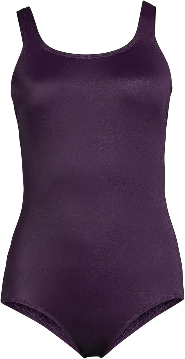 Lands' End Women's Chlorine Resistant Soft Cup Tugless Sporty One Piece Swimsuit