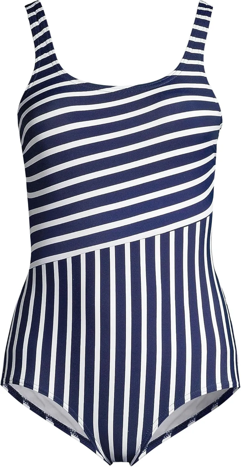 Lands' End Women's Chlorine Resistant Soft Cup Tugless Sporty One Piece Swimsuit