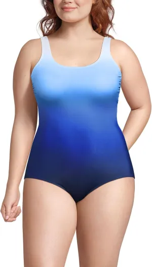 Lands' End Women's Chlorine Resistant Soft Cup Tugless Sporty One Piece Swimsuit