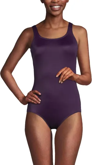 Lands' End Women's Chlorine Resistant Soft Cup Tugless Sporty One Piece Swimsuit