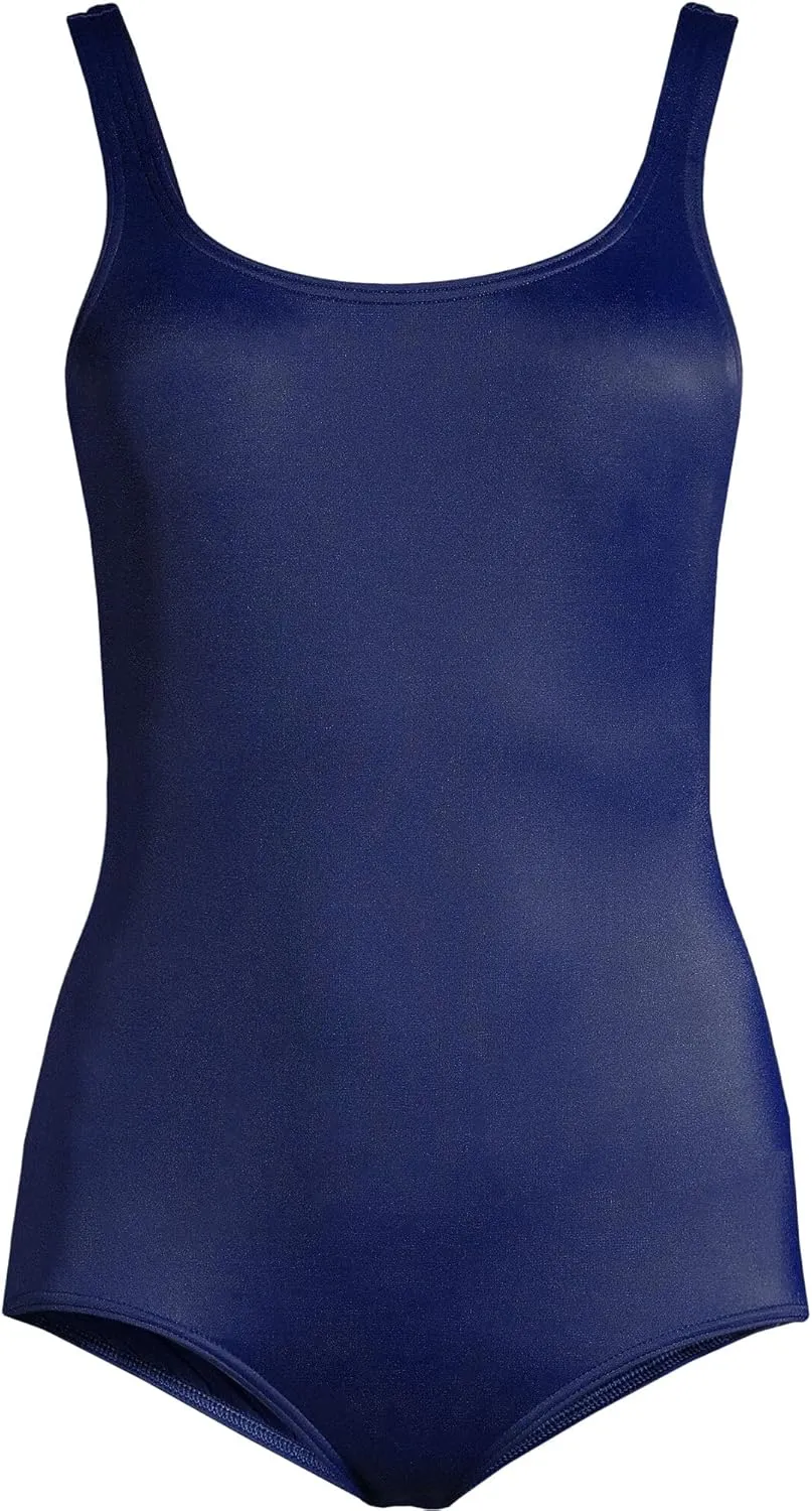 Lands' End Women's Chlorine Resistant Soft Cup Tugless Sporty One Piece Swimsuit