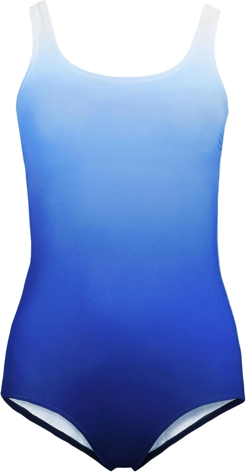 Lands' End Women's Chlorine Resistant Soft Cup Tugless Sporty One Piece Swimsuit