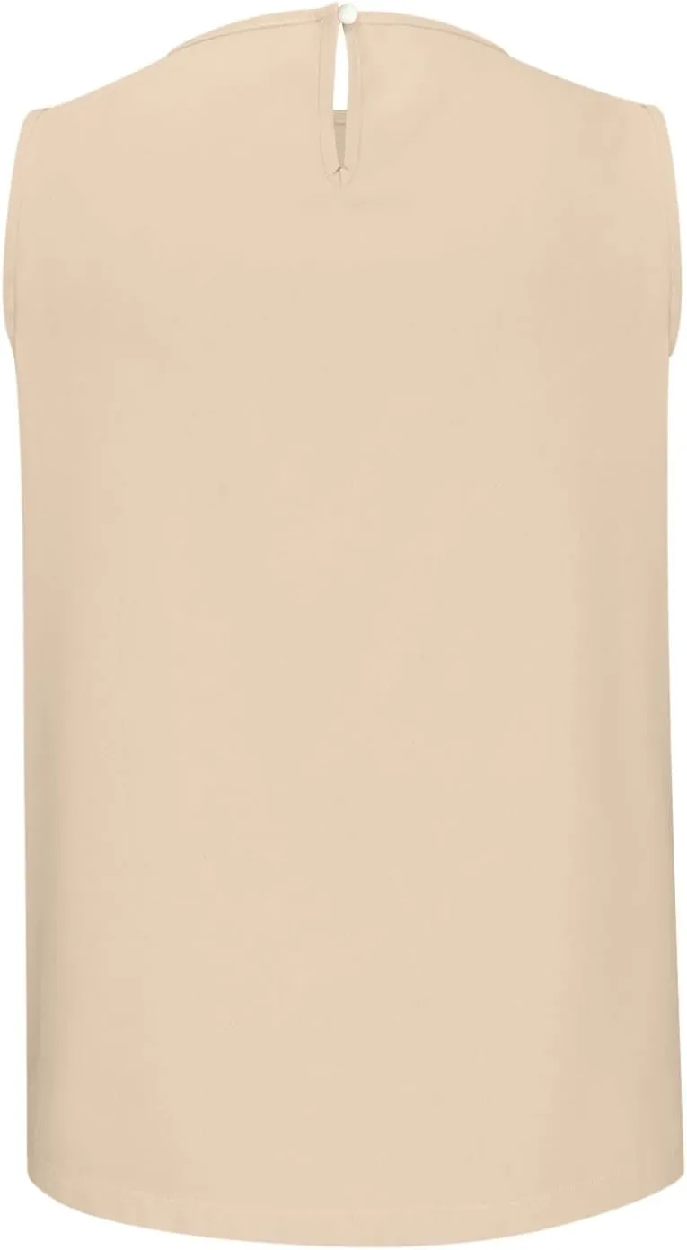 Lastesso Tank Top for Women Summer Vacation Tank Tops Pleated Round Neck Sleeveless Tops Casual Relaxed Fit Flowy Blouses
