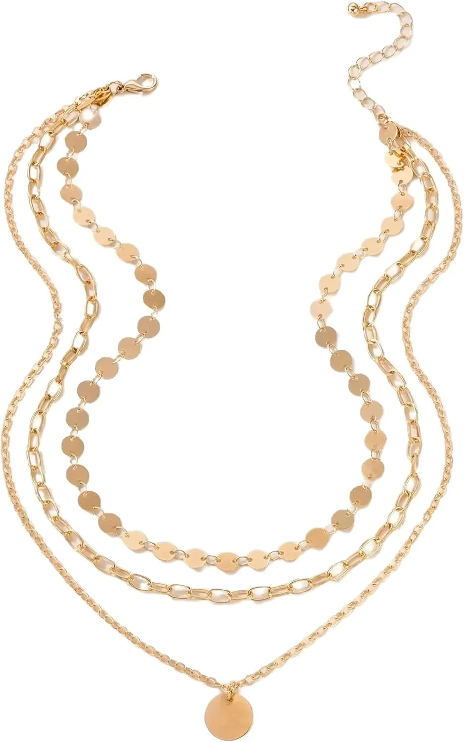 Layered Necklace For Women- Disc Charm Layering Chocker- Beautiful Jewelry- Ideal For Birthday and Parties