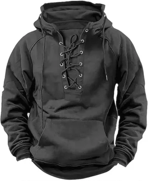 LCMTWX Black Sweatshirt Winter Vintage Long Sleeve Hoodie Half Zipper Hooded Sweatshirt Top Workwear Multi Pocket Outdoor