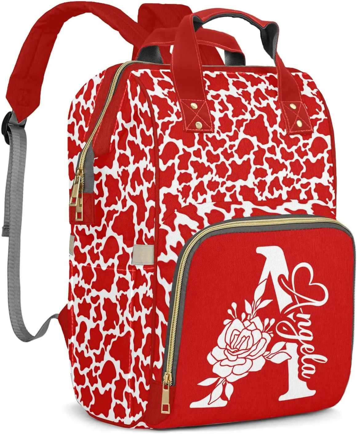 Leopard Print Mummy Bags Custom with Name Personalized Diaper Bags Backpack Presents Red