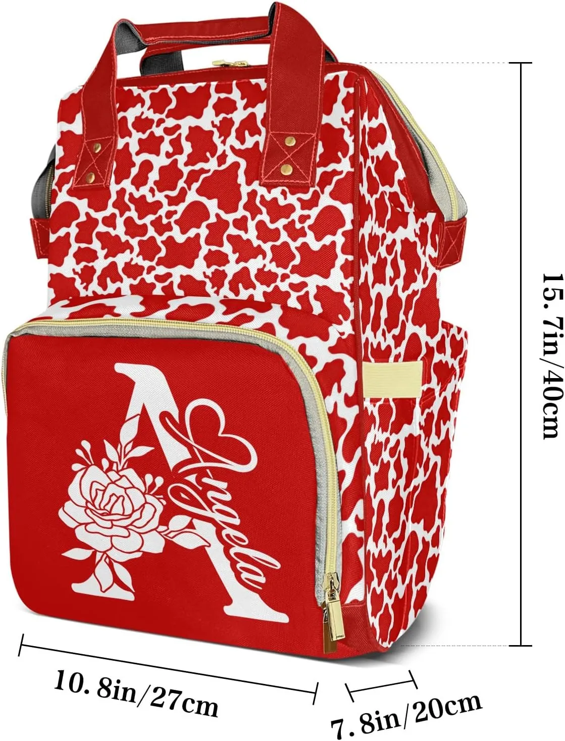 Leopard Print Mummy Bags Custom with Name Personalized Diaper Bags Backpack Presents Red