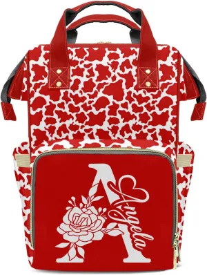 Leopard Print Mummy Bags Custom with Name Personalized Diaper Bags Backpack Presents Red