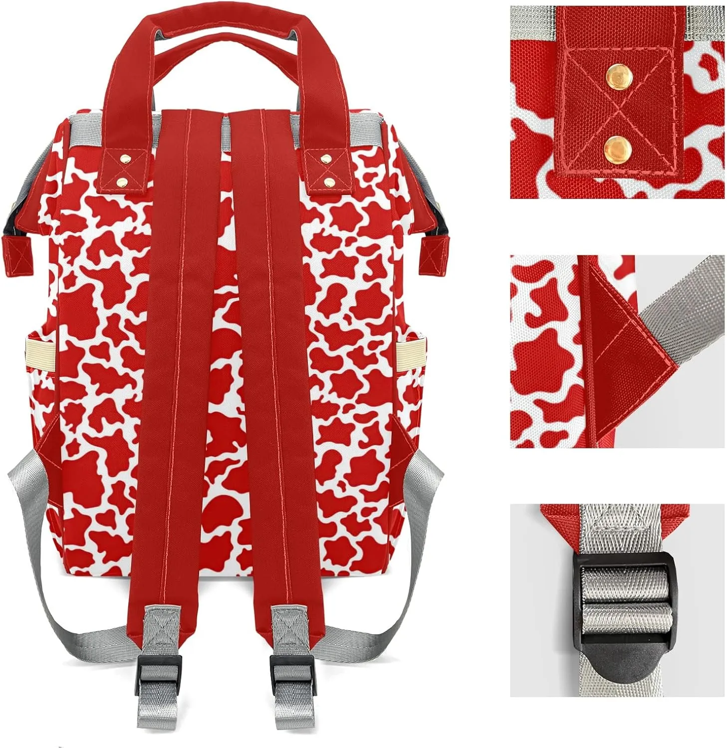 Leopard Print Mummy Bags Custom with Name Personalized Diaper Bags Backpack Presents Red