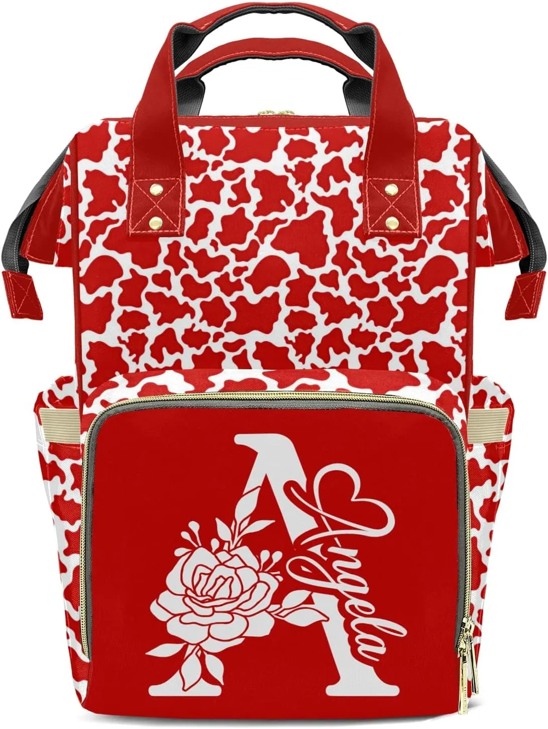 Leopard Print Mummy Bags Custom with Name Personalized Diaper Bags Backpack Presents Red