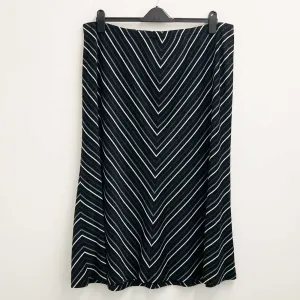 Littlewoods Skirt UK 22 Black Striped Stretch Jersey Midi