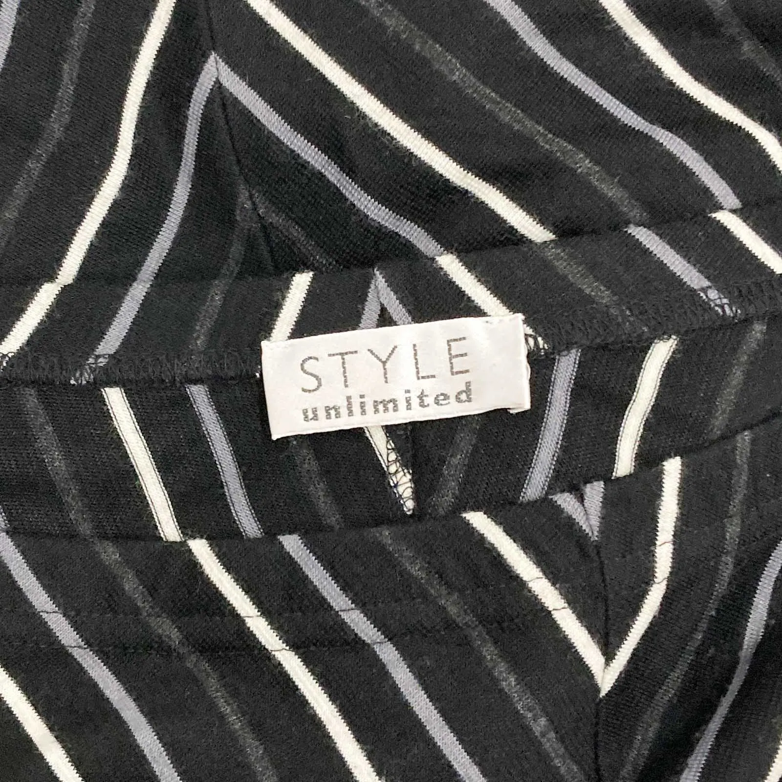 Littlewoods Skirt UK 22 Black Striped Stretch Jersey Midi