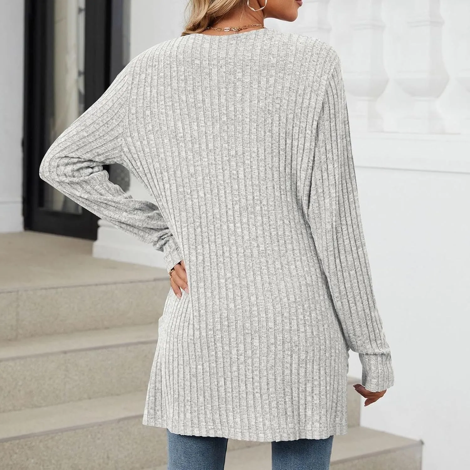 Long Cardigans For Women Trendy Draped Long Sleeve Open Front Cardigan Sweaters Oversized Knit Cardigan With Pockets