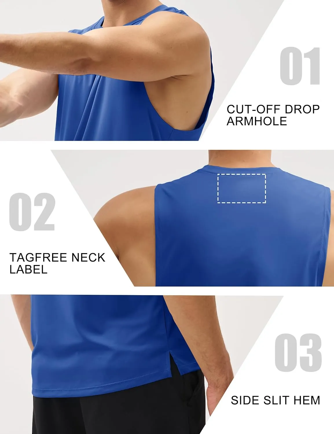 MAGCOMSEN Men's Workout Tank Tops Quick Dry Lightweight Sleeveless Shirts Gym Bodybuilding Muscle Tee Shirt
