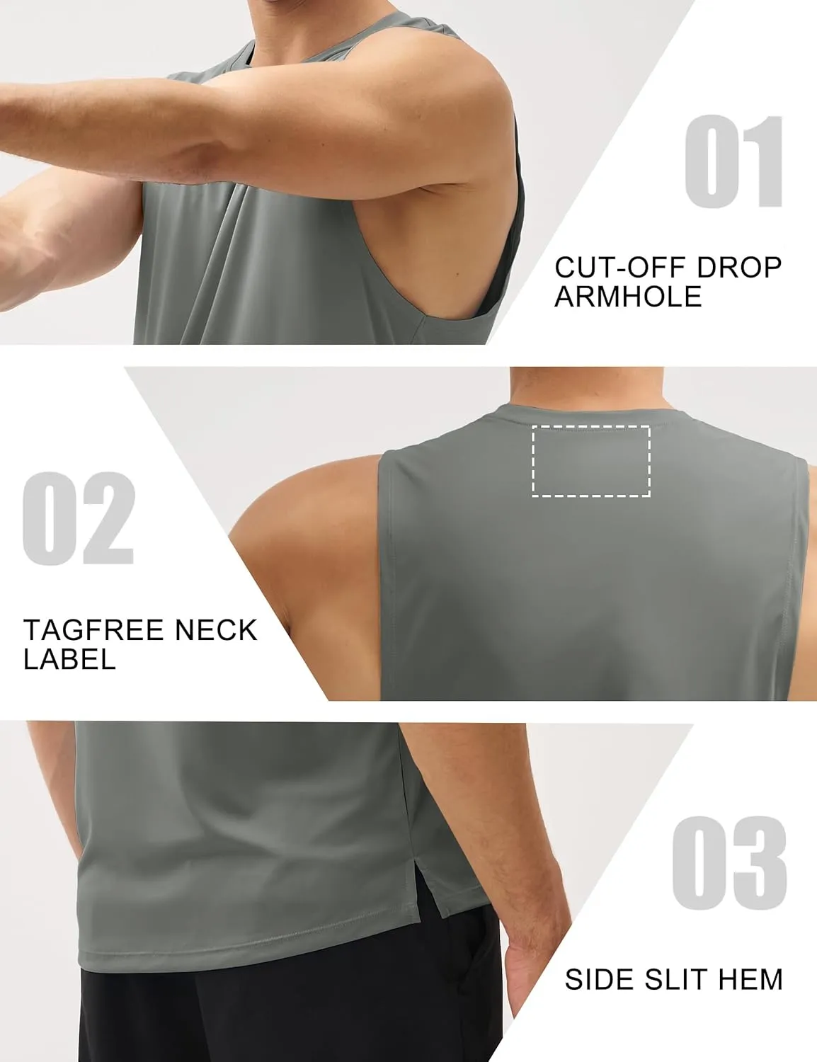 MAGCOMSEN Men's Workout Tank Tops Quick Dry Lightweight Sleeveless Shirts Gym Bodybuilding Muscle Tee Shirt