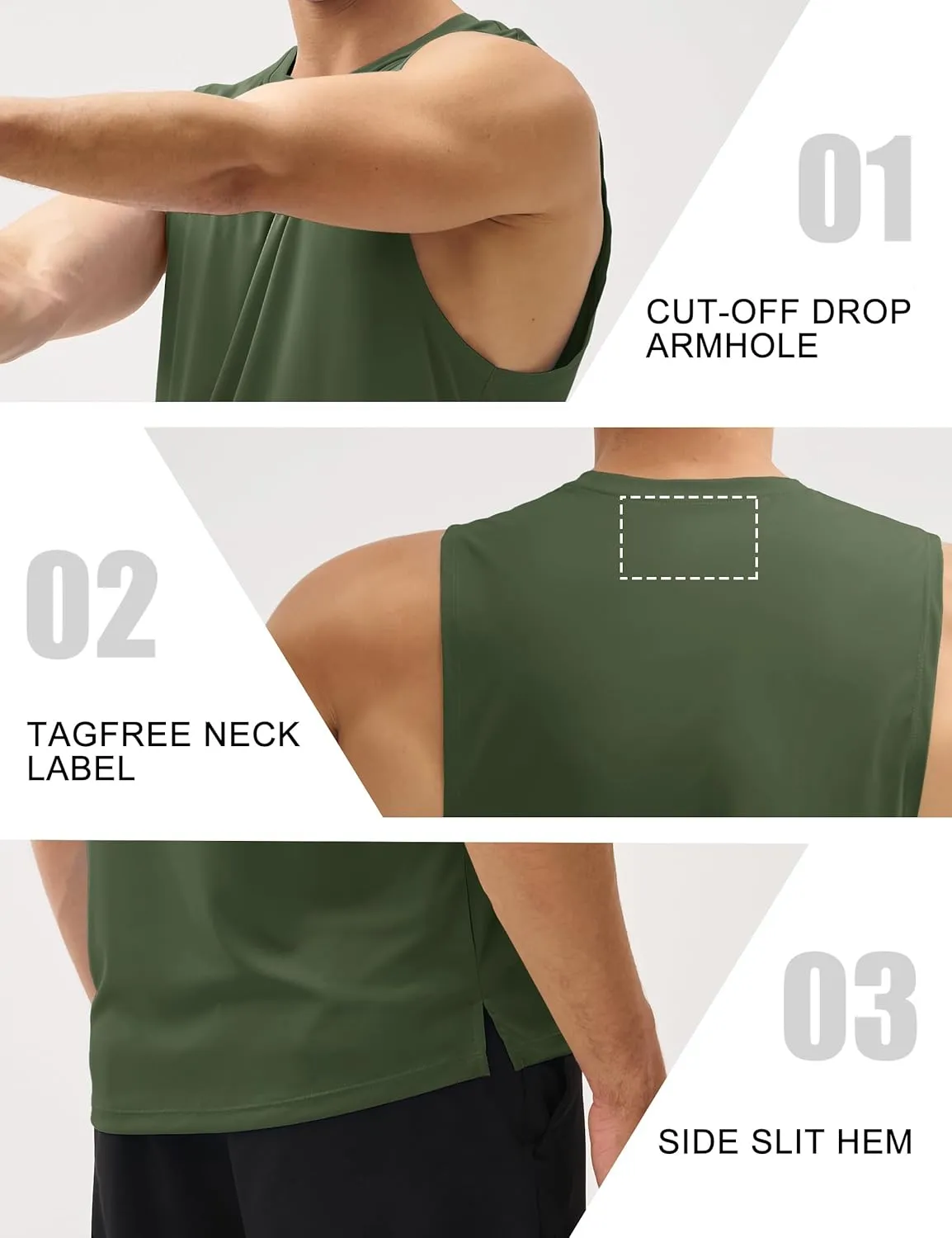 MAGCOMSEN Men's Workout Tank Tops Quick Dry Lightweight Sleeveless Shirts Gym Bodybuilding Muscle Tee Shirt