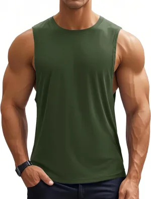 MAGCOMSEN Men's Workout Tank Tops Quick Dry Lightweight Sleeveless Shirts Gym Bodybuilding Muscle Tee Shirt