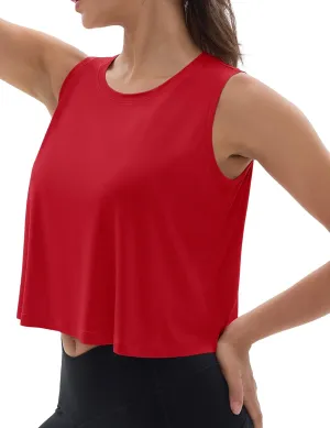 MAGCOMSEN Women's Workout Tank Tops Sleeveless Yoga Shirts Cropped Loose Fit Athletic Dry Fit Moisture Wicking