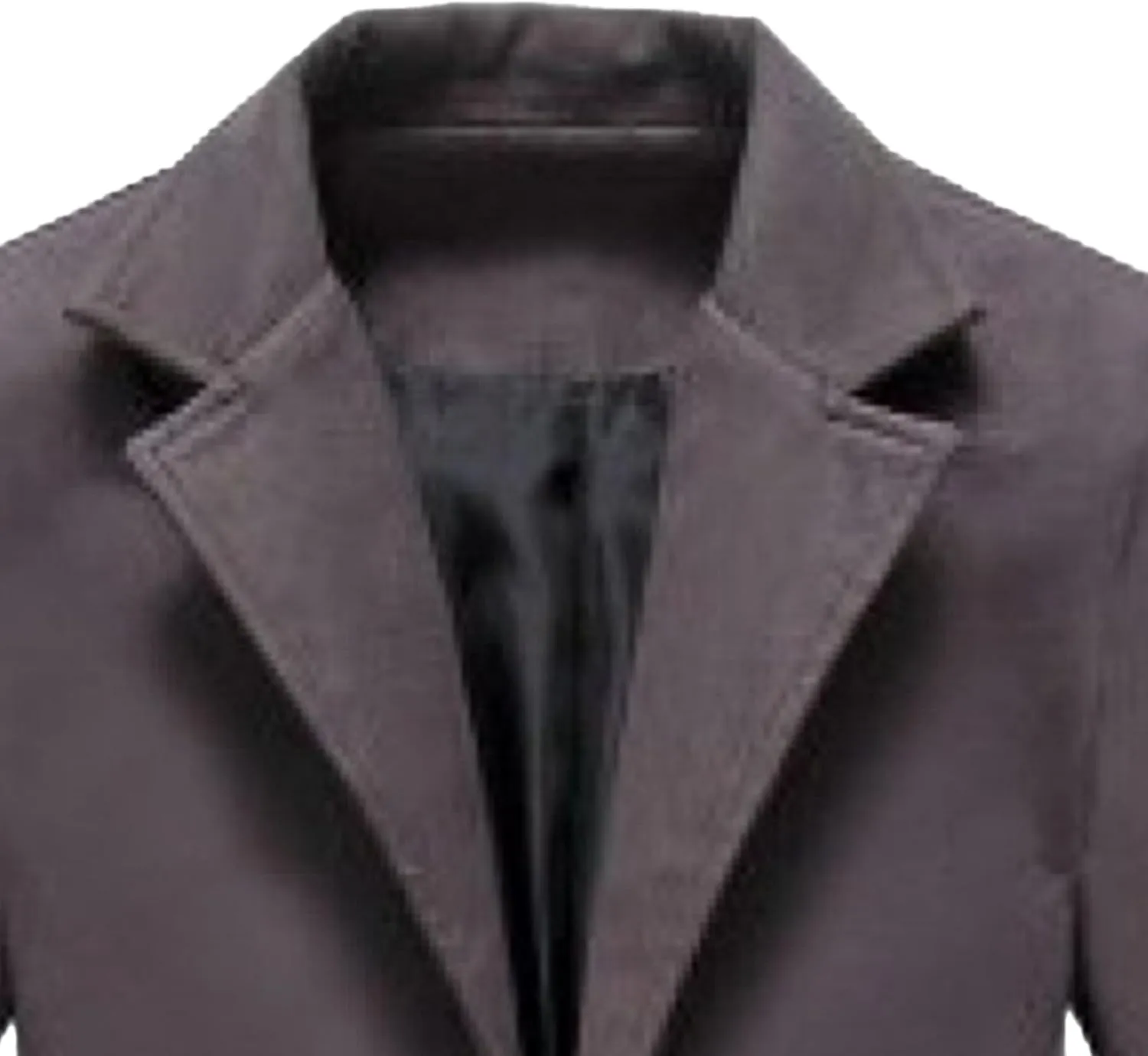 Maiyifu-GJ Men's Full Length Wool Blend Coat Single Breasted Quilted Lined Trench Overcoat Winter Windproof Business Jacket